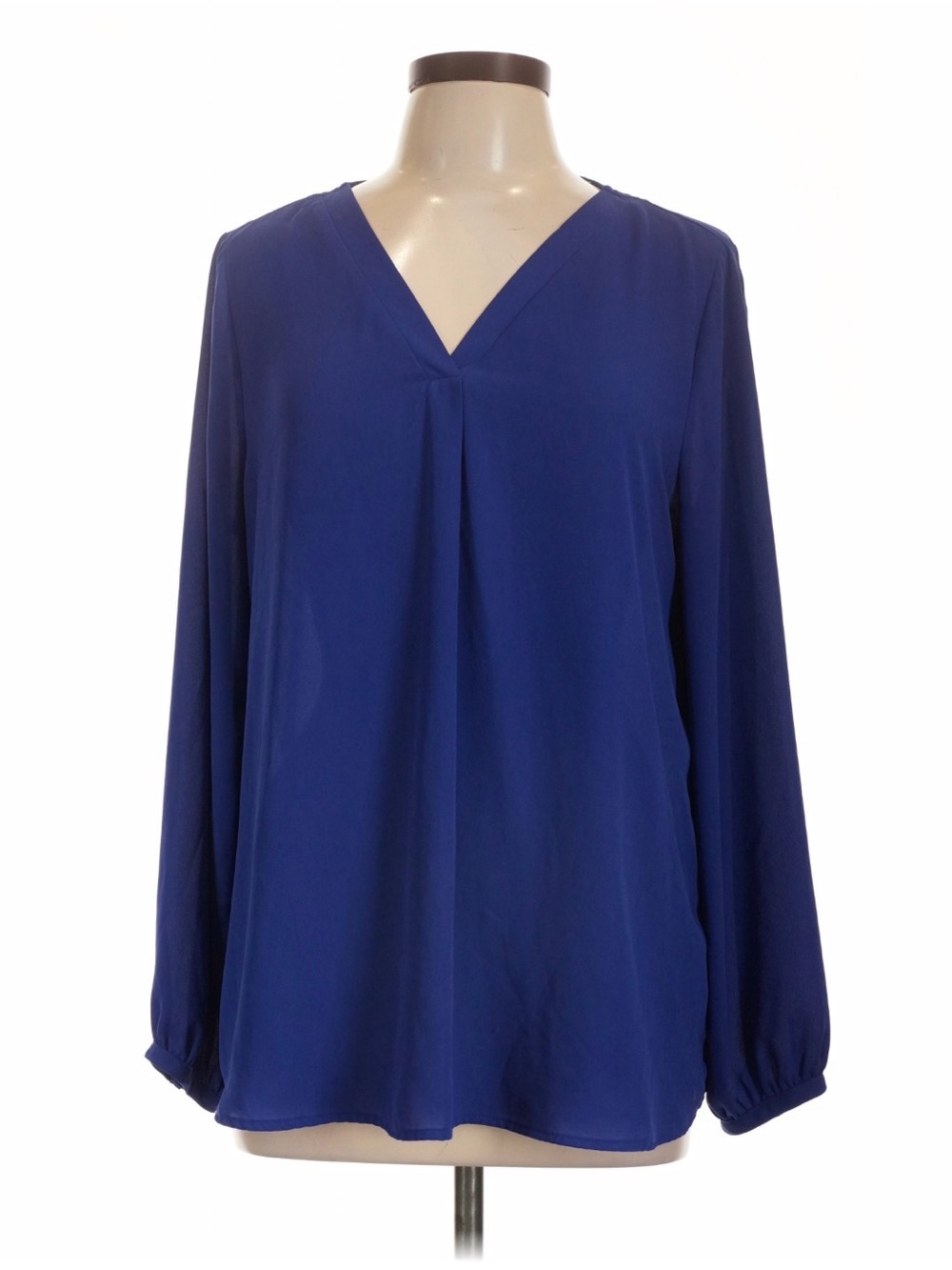 Pleione V-Neck Long Sleeve Blouse - Blue
